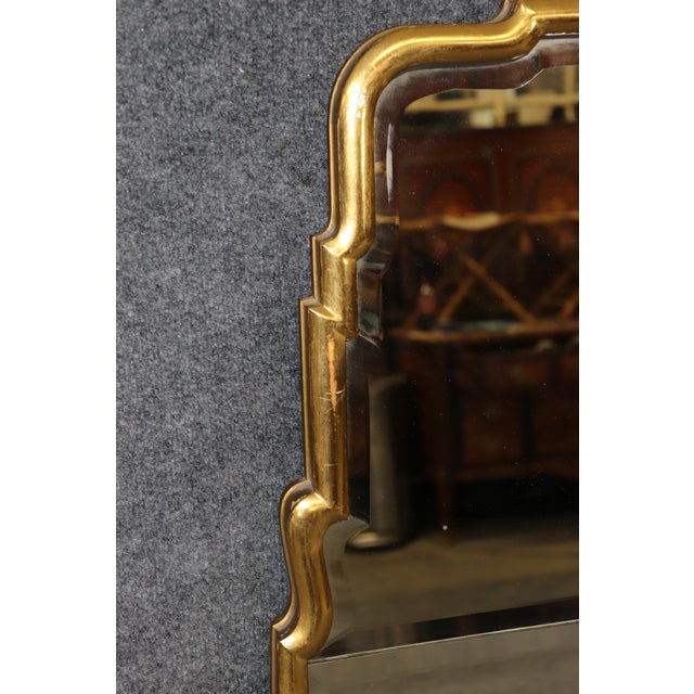 Gold Hollywood Regency Style Carved Gilt Beveled Glass Mirror Attr. Friedman Brothers For Sale - Image 8 of 9