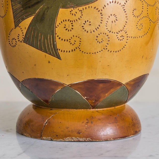 1940s French Art Deco Bird Motif Inlaid Wood Table Lamp For Sale - Image 10 of 11