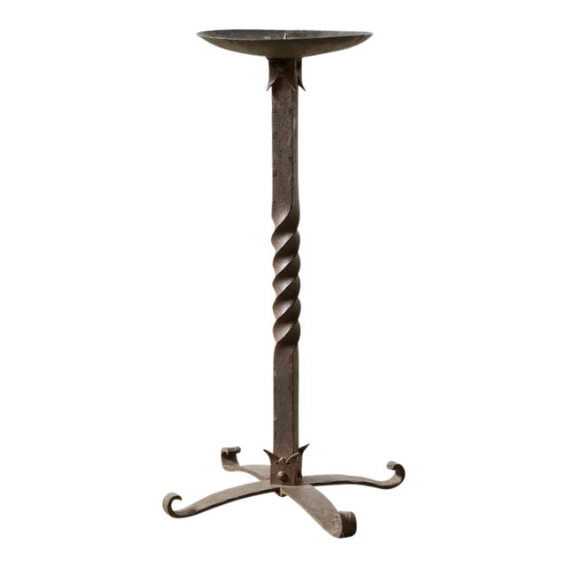 Antique Iron Single Candlestick For Sale