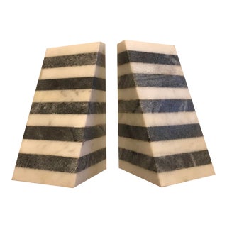 Stacked Marble Bookends For Sale