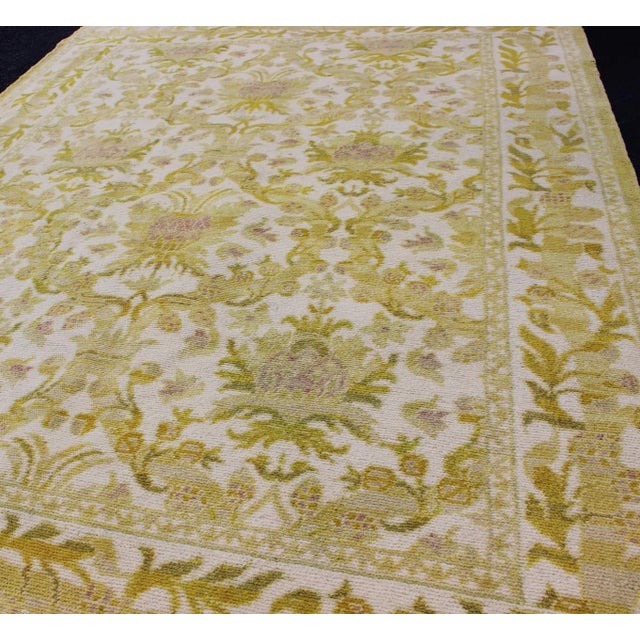 Keivan Woven Arts - Elegant Spanish rug with floral design in golden-green, acid green and white. Rug , country of origin...