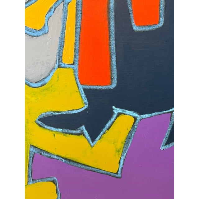 Large 36x48 Mid-Century Modern Abstract Color Block Acrylic Painting on Canvas For Sale - Image 9 of 10