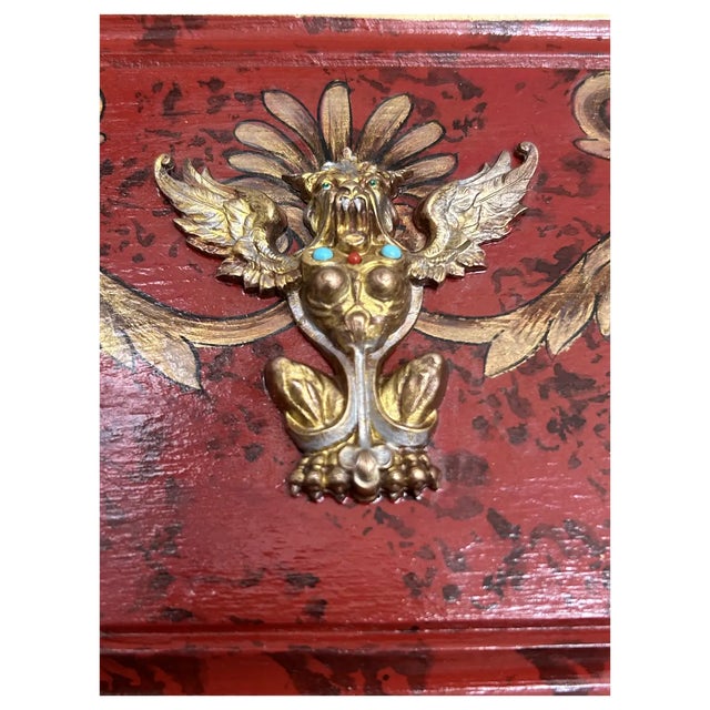 Box started out as a Vintage Florentine hand painted box with 2 winged Lions. I added a brass Art Nouveau Re-casted fierce...