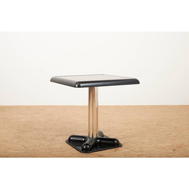 Black Bistro Table with Black Lacquered Fiberglass Top and Chrome-Plated Metal Base by Joe Colombo for Zanotta, 1970s For Sale - Image 8 of 14