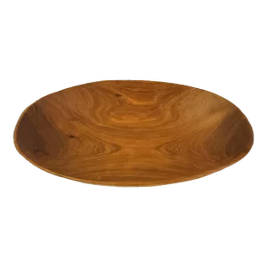 Vintage Hand-Carved Oblong Teak Bowl