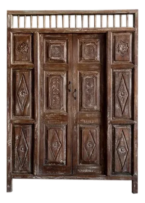 Antique Handcarved Teak Wood Garden Gates – Rustic Indian Architectural Doors 84x59