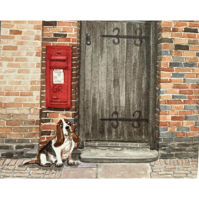 Traditional "Patient Pup at English Gate" Figurative Watercolor Painting For Sale - Image 3 of 6