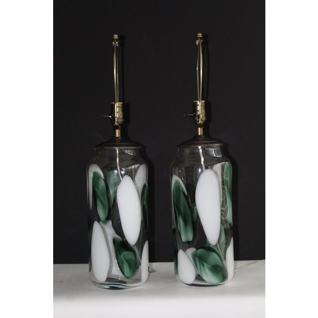 Glass Mid 20th Century Seguso Style Murano Lamps - a Pair For Sale - Image 7 of 12