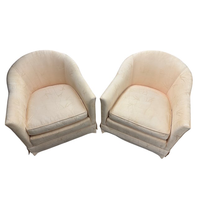 Mid-Century Modern 1950s Baker Furniture Co. Barrel Chairs on Caster Wheels - A Pair For Sale - Image 3 of 16