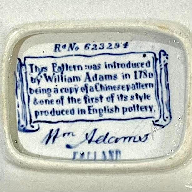 Rare 1920's Blue & White Adams Chinese Bird With People Scalloped Pickle Dish For Sale - Image 10 of 10