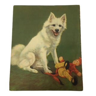 Samoyed Puppy Dog Illustration Print C. 1920s For Sale