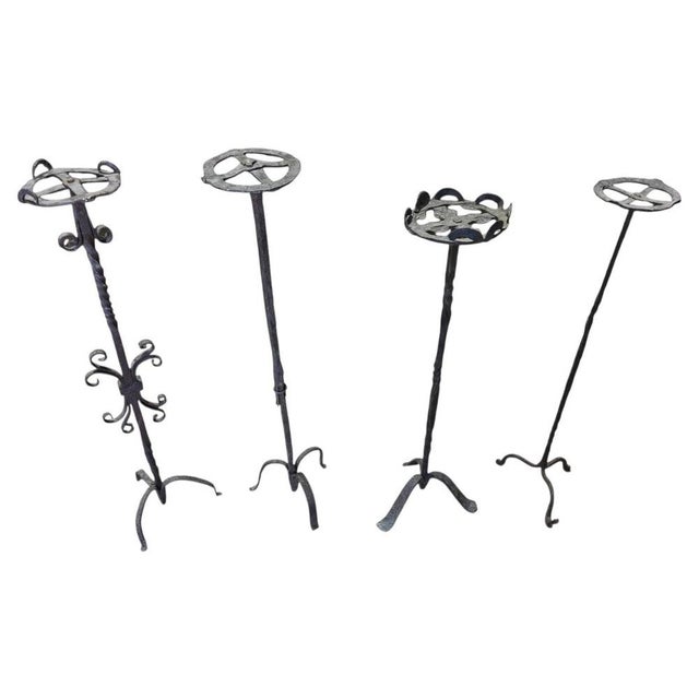 Spanish Gothic Wrought Iron Candlesticks, Late 15th Century, Set of 4 For Sale - Image 15 of 15