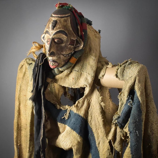 Tan Early 20th Century Igbo Mask With Costume Nigeria Sidley Collection For Sale - Image 8 of 8
