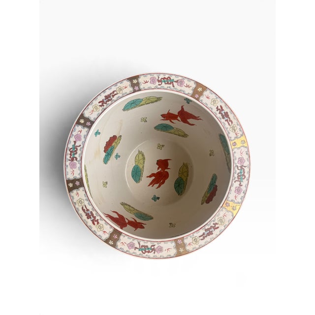 20th Century Chinese Famille Rose Porcelain Fishbowl Planter With Figural Scenes For Sale - Image 9 of 14