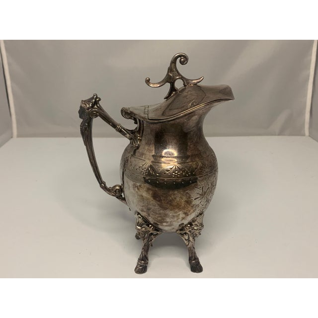 Victorian 19th Century Victorian Silver Plate Creamer: Simpson Hall Miller Floral Design For Sale - Image 3 of 10