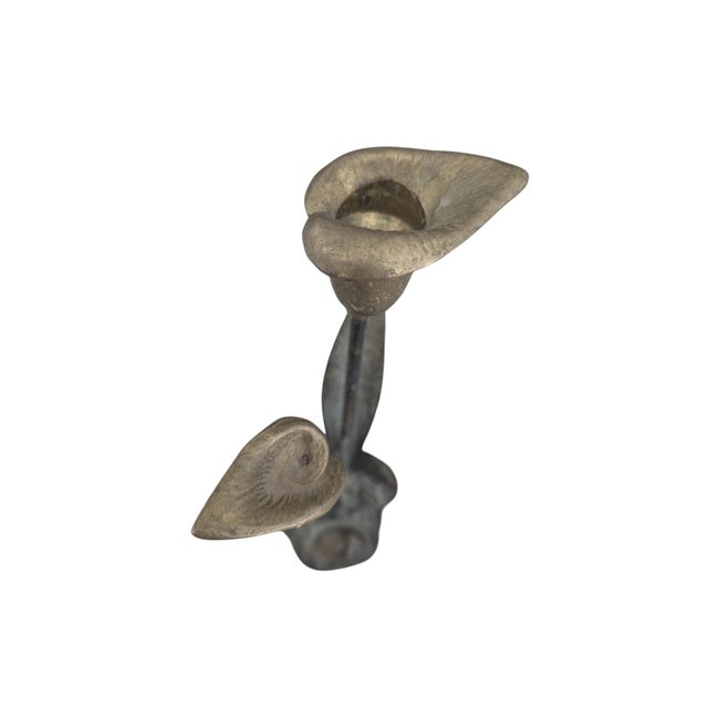 Vintage Brass Lily Flower Candle Holder For Sale In Charlotte - Image 6 of 18