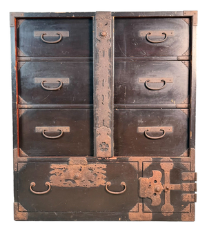 Antique Japanese Tansu Storage Cabinet, 1900s