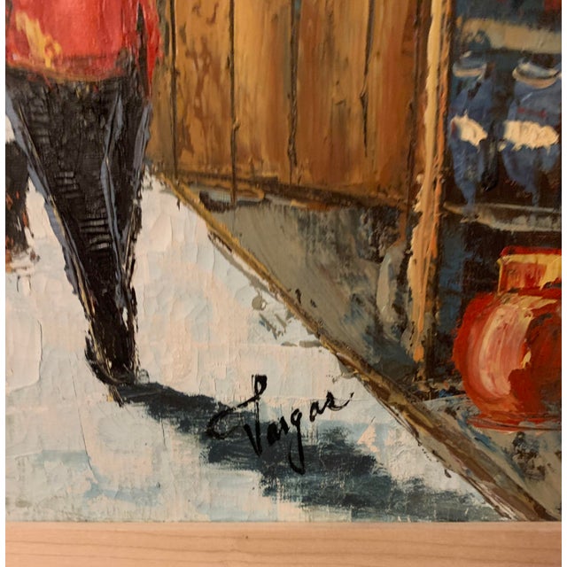 This colorful vintage original oil painting titled “L.A. CHINATOWN BACK ALLEY" signed "Vargas". Measures 29" X 23" framed....