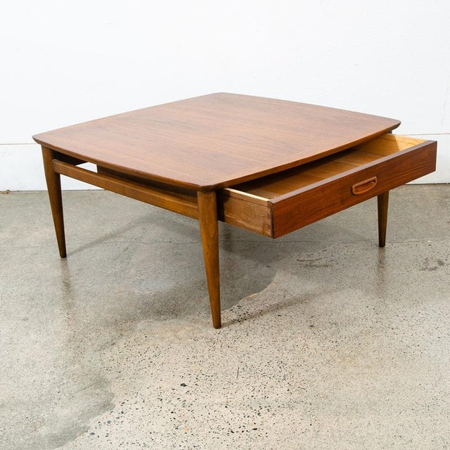 Mid Century Modern EndTable Lane Side Walnut Vintage Square MCM Drawer Large For Sale - Image 10 of 12