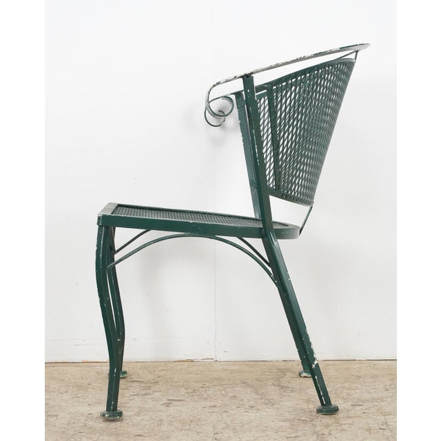 Green Pair of Late 20th Century Green Mesh Wrought Iron Patio Chairs For Sale - Image 8 of 14