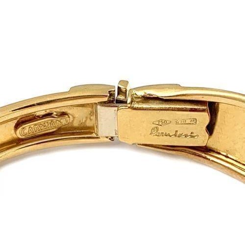 Mid 20th Century Mid 20th Century Darnlaion 18k Two Tone Gold Hinged Dome Bangle Bracelet For Sale - Image 5 of 5