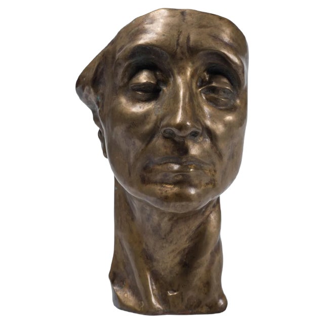 Head of Man - Original Bronze Sculpture by Amedeo Bocchi - 1920s 1920s For Sale