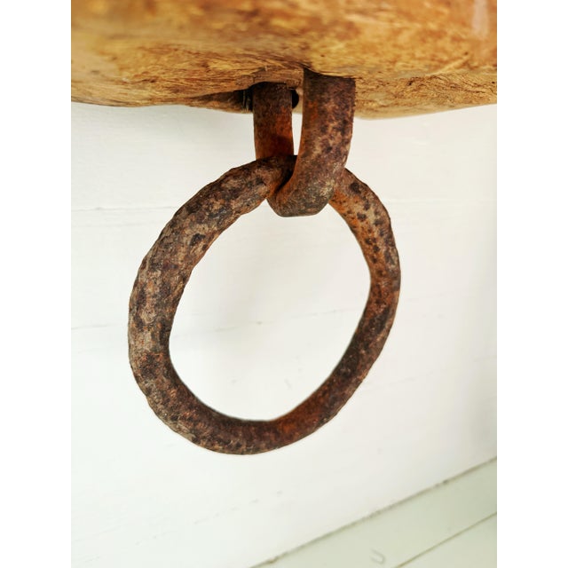 Farmhouse 19th Century Hand Hewn Double Ox Yoke With Original Bentwood Bows & Hand Forged Iron Hardware For Sale - Image 3 of 12