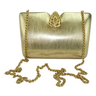 Rodo Italian Brushed Gold Convertible Clutch Handbag, 1970's For Sale