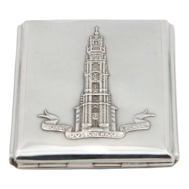 Silver Cigarette Case with Reliefs of the Clérigos Tower For Sale