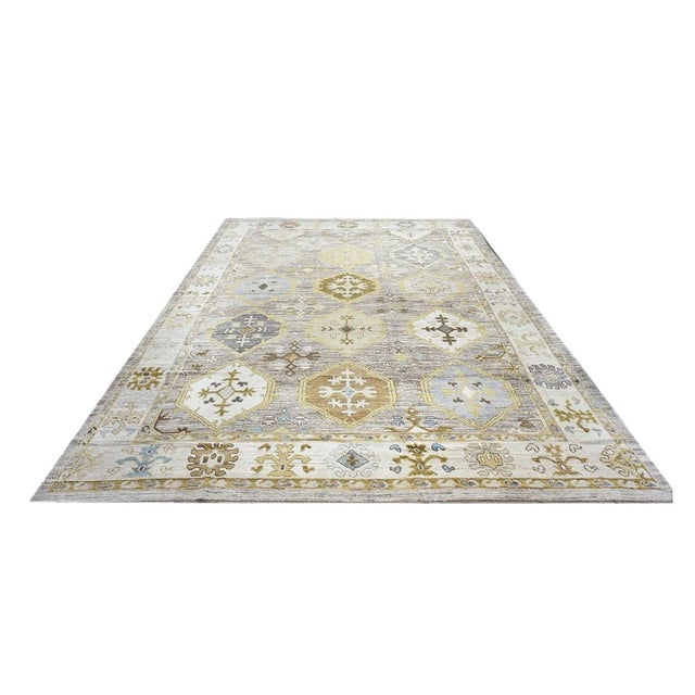 Early 21st Century 21st Century Turkish Oushak 11x15 Grey, Ivory, Olive & Yellow Handmade Area Rug #1144074 For Sale - Image 5 of 14