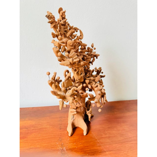 Ceramic Signed Unglazed Vintage Guillermina Aguilar Adam & Eve Tree of Life Pottery Sculpture For Sale - Image 7 of 12