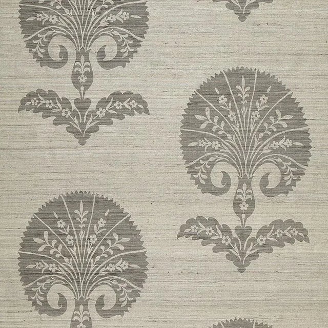 Sample- Schumacher Ottoman Flower Fabric in Moonstone For Sale