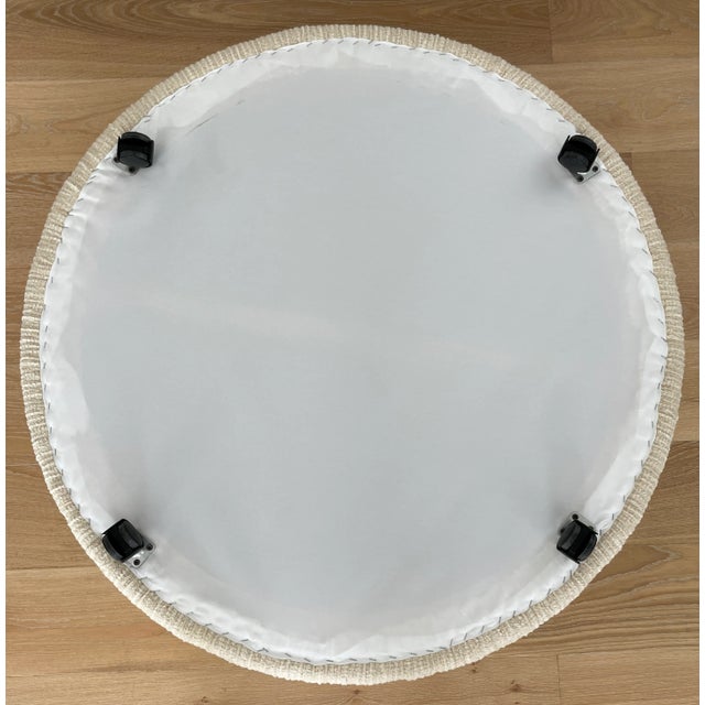 Wood Large 1970’s Circular Ottoman on Casters For Sale - Image 7 of 7