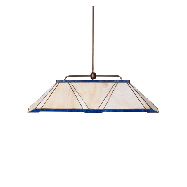 Beautiful handmade Tiffany style large Dining Table Ceiling lamp. Look how the corners of this lamp are made . very nice...