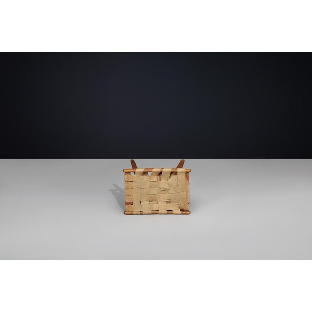 Wood Mid-Century Modern French Stool with Woven Jute Seat, 1950 For Sale - Image 7 of 13