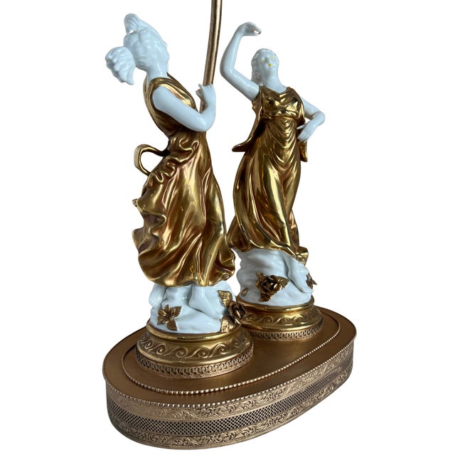 Italian Neoclassical Capodimonte-Style Figural Porcelain Table Lamp "Dancing Muses" For Sale - Image 16 of 18
