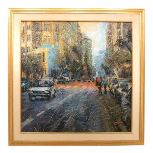 "Talat Harb Square" Contemporary Postmodern Style Acrylic Painting by M. Khedr, Framed