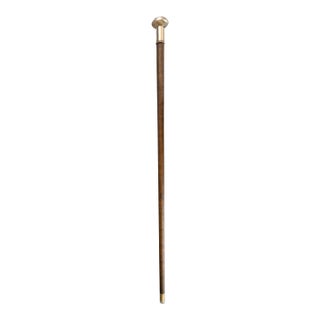 Antique English Brass & Walnut Walking Stick Cane For Sale