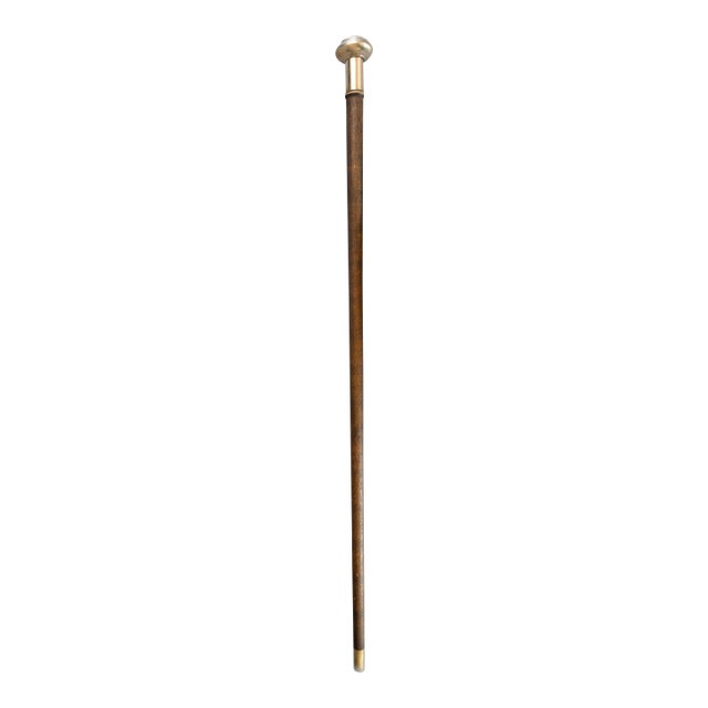 Antique English Brass & Walnut Walking Stick Cane For Sale