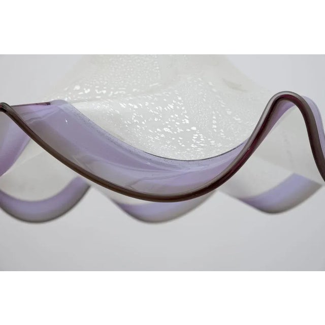 Purple Mid-Century Italian Modern Murano Silver Leaf Glass Pendant Lamp, 1970s For Sale - Image 8 of 11