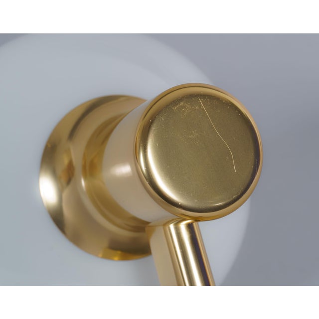 Vintage British Gold and Opaline Glass Wall Lamps, 1970s, Set of 2 For Sale - Image 6 of 7