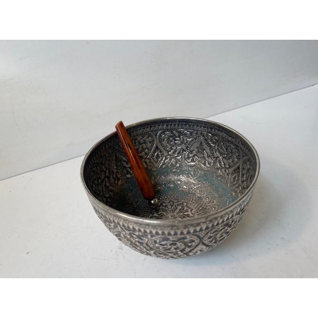 19th Century Buddhist Singing Bowl in Repousse Silver, Set of 2 For Sale - Image 11 of 14