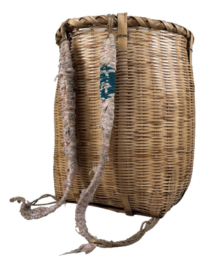 Japanese Handwoven Bamboo Carrying Basket, 1960s