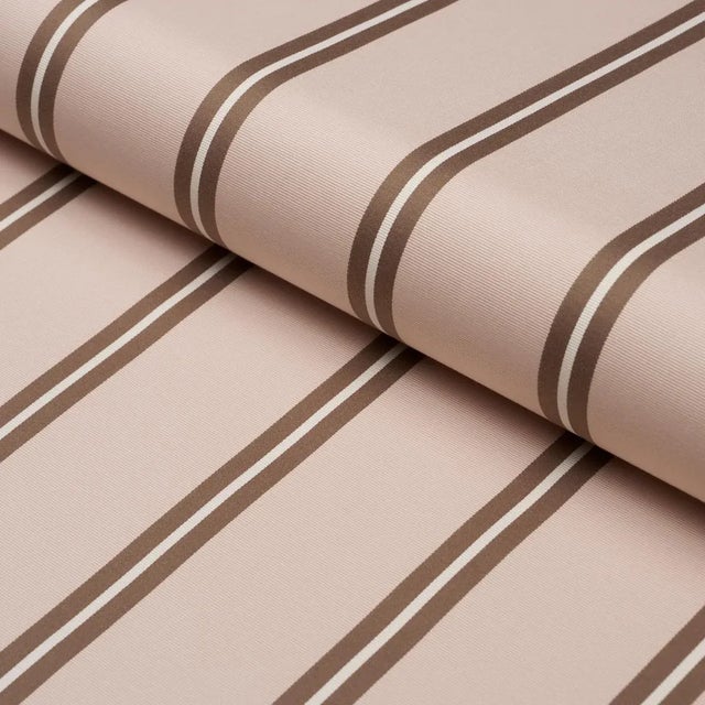 Schumacher Briony Stripe Fabric In Cameo For Sale