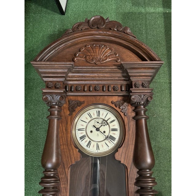 Brown Gustav Becker Antique 2 Weight Vienna Regulator Wall Clock For Sale - Image 8 of 11