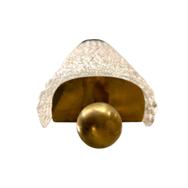 Vintage Italian Single Murano Glass & Brass Wall Sconce For Sale In Los Angeles - Image 6 of 7