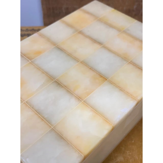1960s 1960's Modern Italian Alabaster Box With Checkered Top For Sale - Image 5 of 6