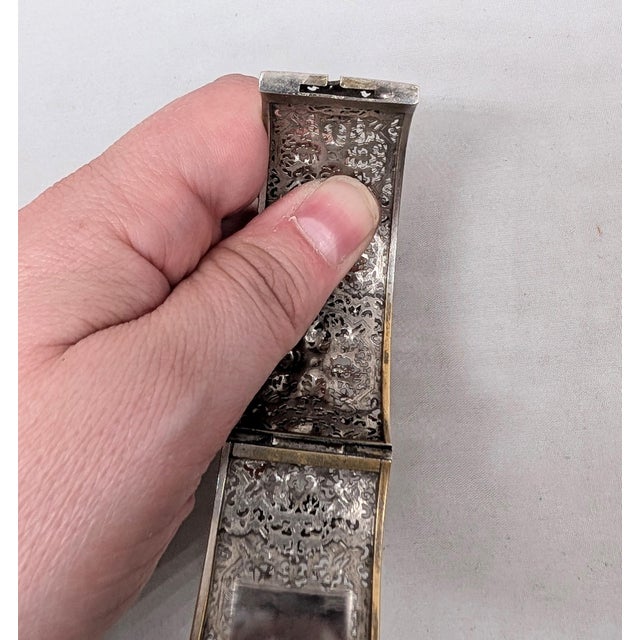 Vintage Art Deco Signed Napier Silvertone Filigree Cuff Bracelet For Sale - Image 11 of 13