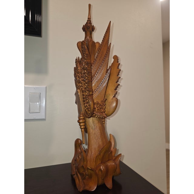 Monumental Mid-Century Balinese Modernist Teakwood Goddess Sita Bust For Sale In Phoenix - Image 6 of 12