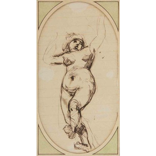 Gustave Doré, Study of a Standing Female Nude, 1860s, Pen and Ink For Sale - Image 3 of 3